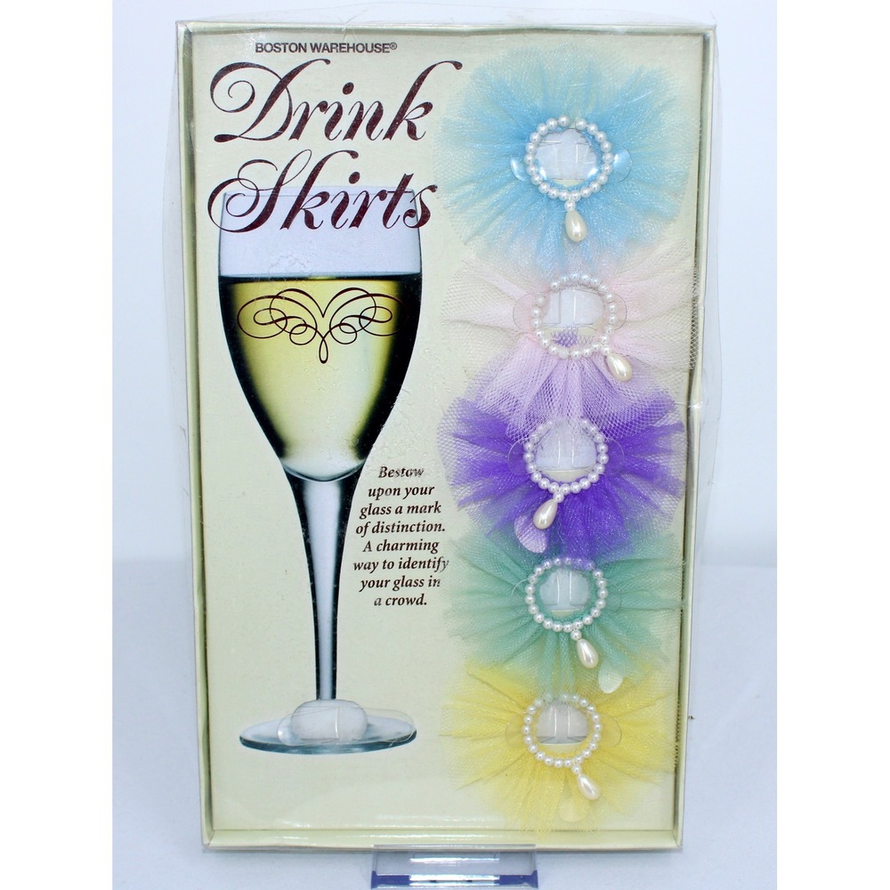 Boston Warehouse Drink Skirts Wine Glass Charms Drink Markers Set of 4